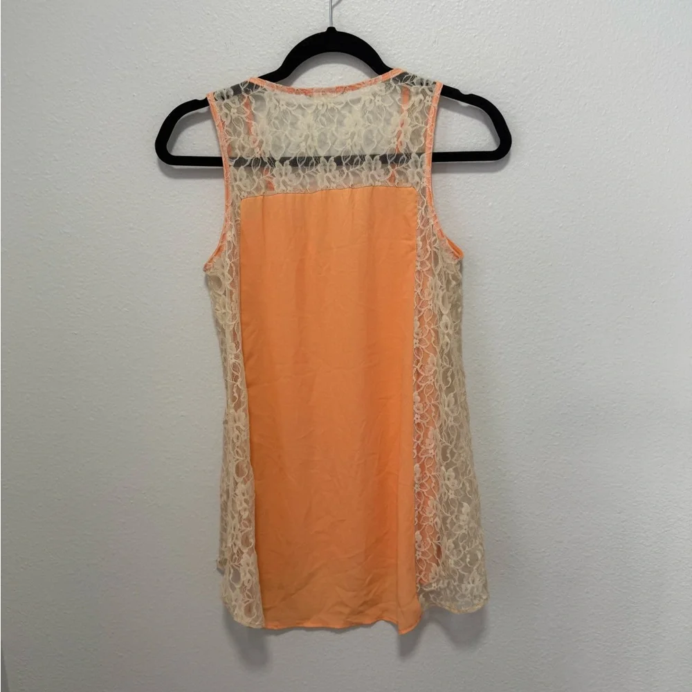 Lush Orange and Cream Lace Tank Top Size Small - Picture 4 of 4
